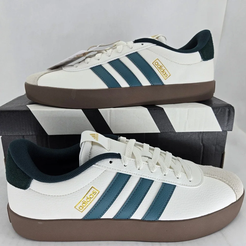 Adidas VL Court 3.0 Mens Sneakers White Teal Gum JR8635 Size 9.5 New in Box - Picture 1 of 16